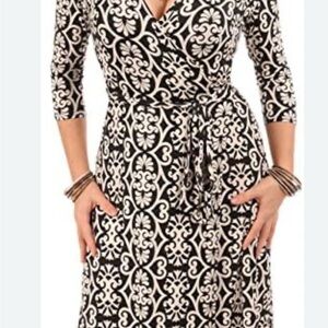 Sigrid Olsen Black and White Long Sleeve Dress